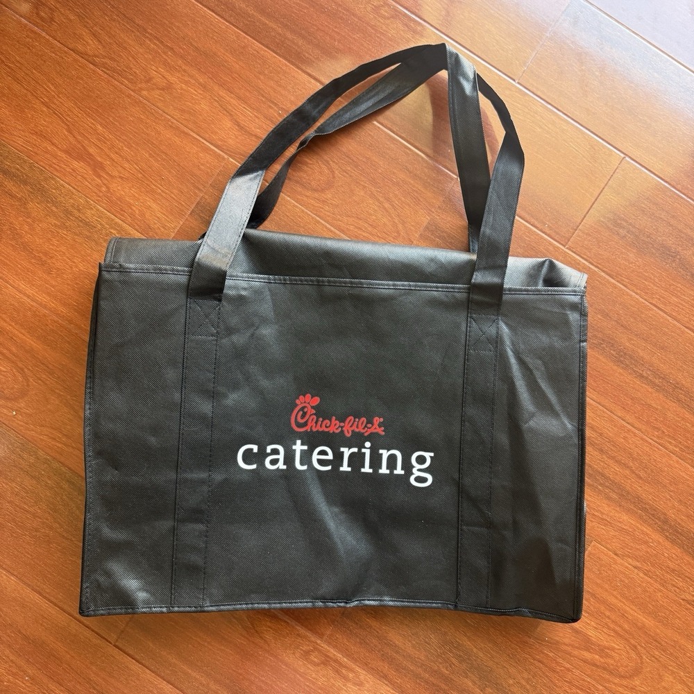 Chick-Fil-A Catering Tote Bag 3-Pc Lot Large 22x14x12" Zip Top/Handles Black